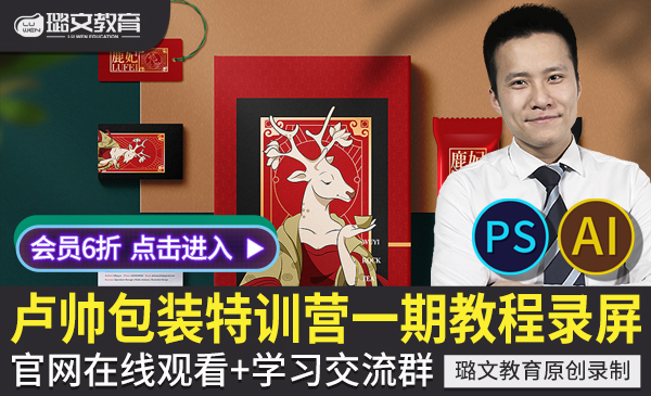 卢帅PS AI产品包装视频教程工艺结构视觉设计刀版图制作