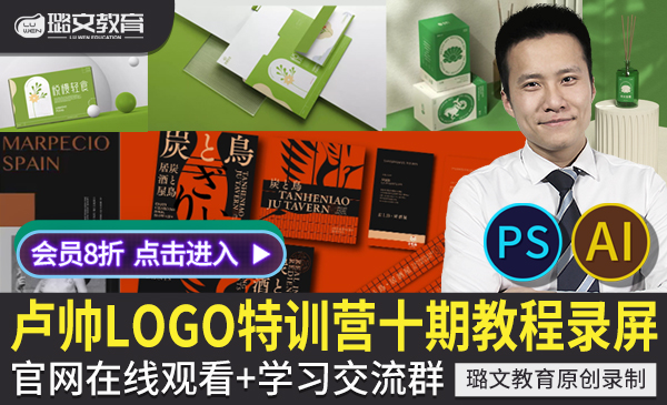卢帅第十期logo特训营 商业标志设计PS AI字体图形版面版式品牌提案VI视频教程